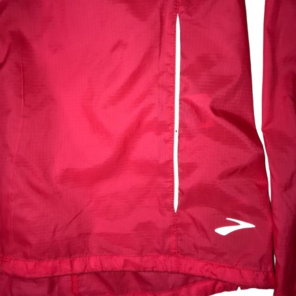 BROOKS Running Pink Hoodie Hooded Jacket Windbreaker.  Bright Neon Pink. Size M - Picture 6 of 14